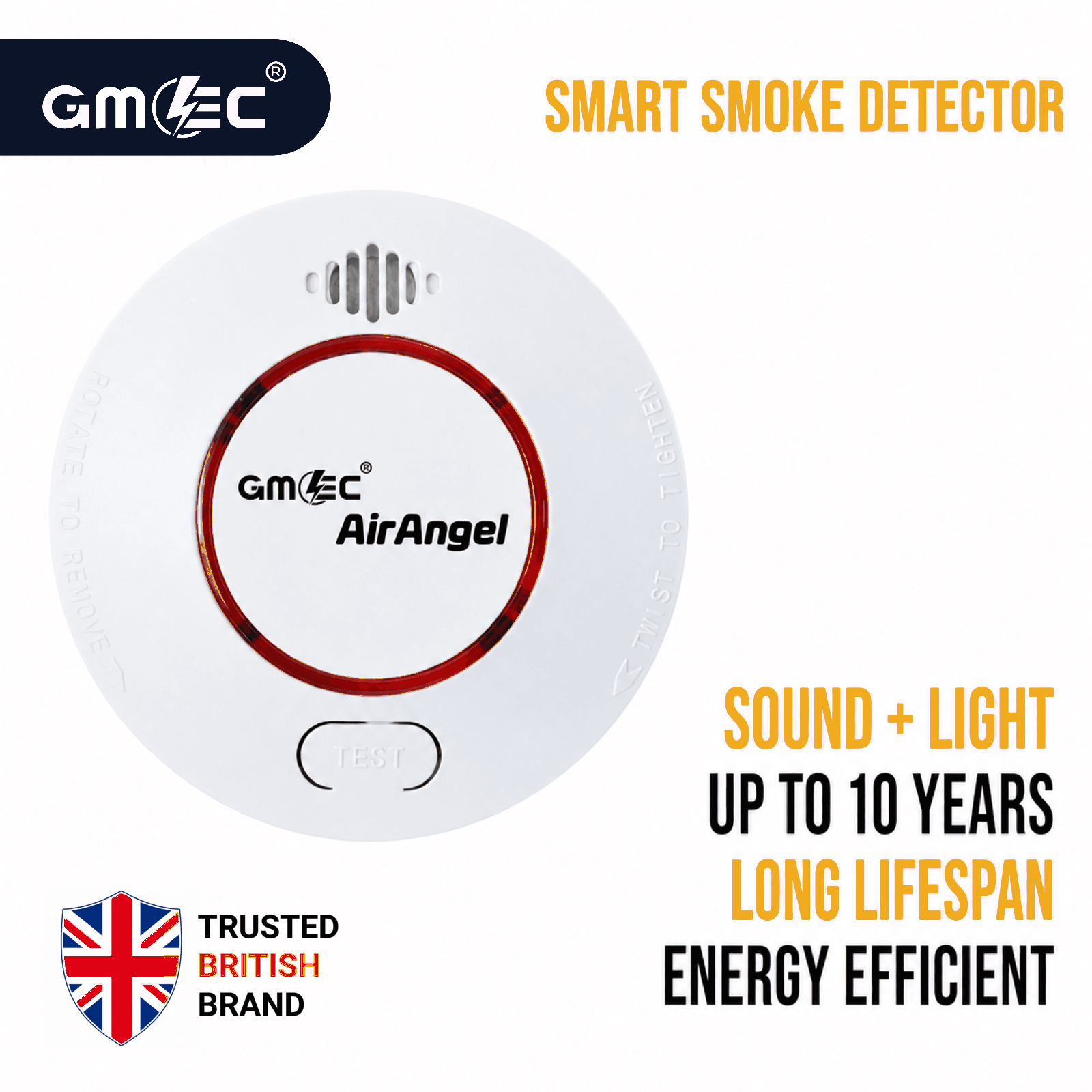 Smart Smoke Detector with 10-Year Built-In Lithium Battery – Light & Sound Smoke Alarm