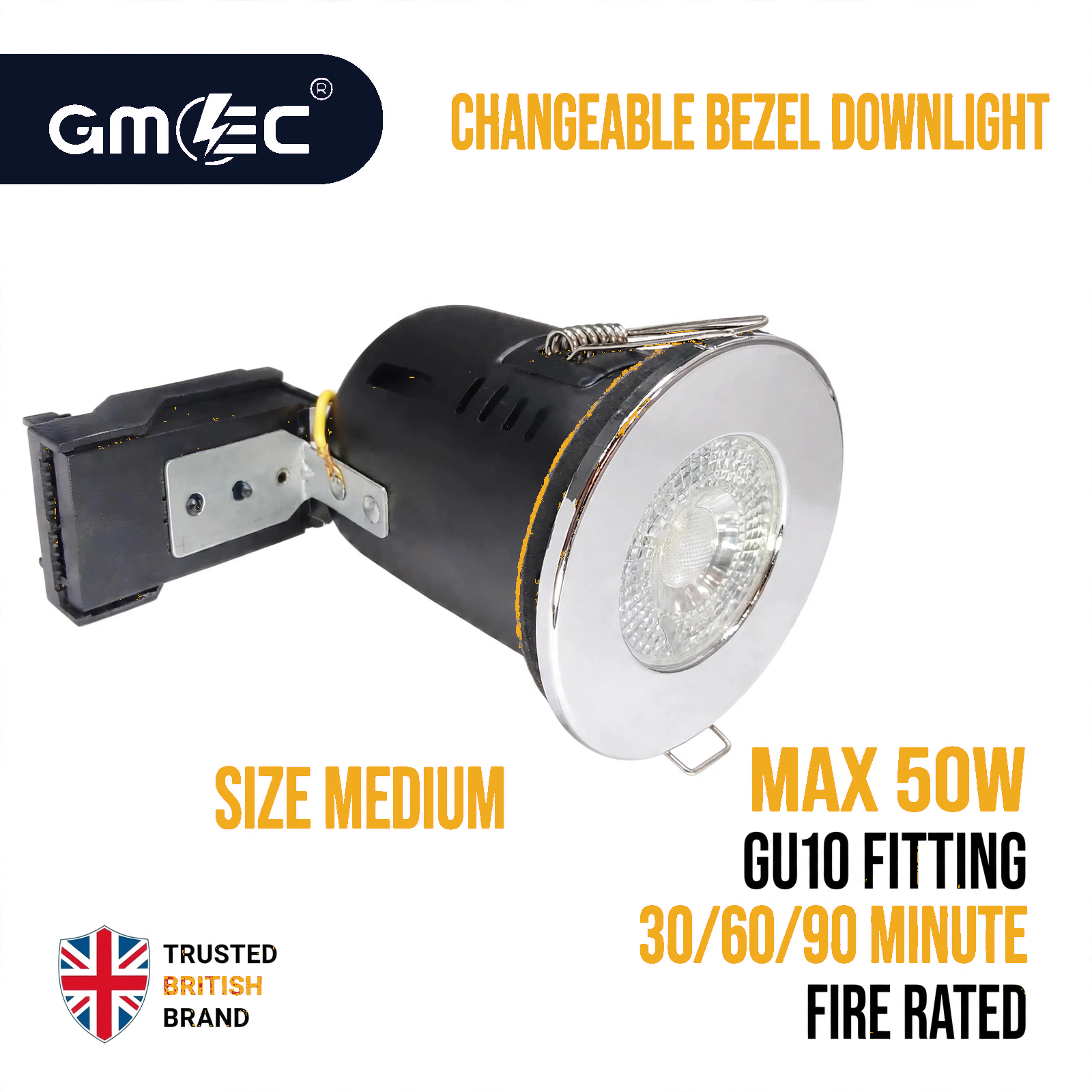 GU10 Fire Rated Downlight Changeable Bezel GM-PCB001 - Chrome