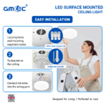 15W LED Surface Mounted Ceiling Light 6500K Cool White