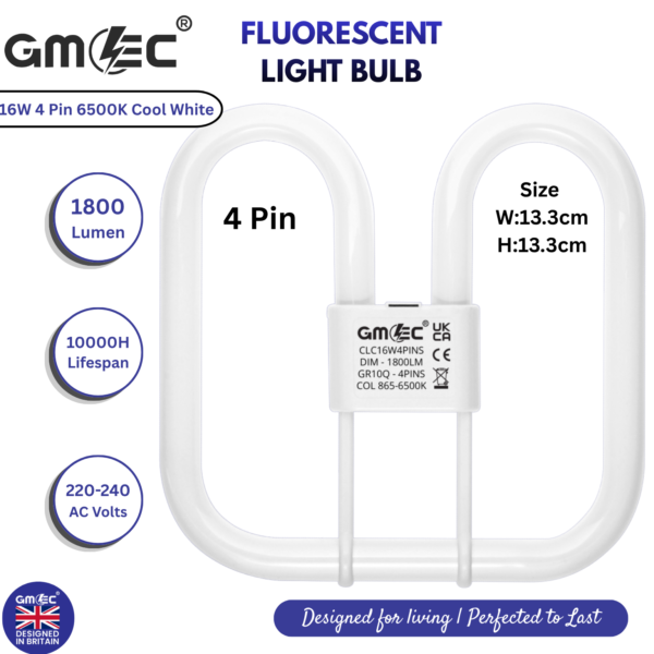 16W 2D Light Bulb - 4 PINS - Cool White 6500K