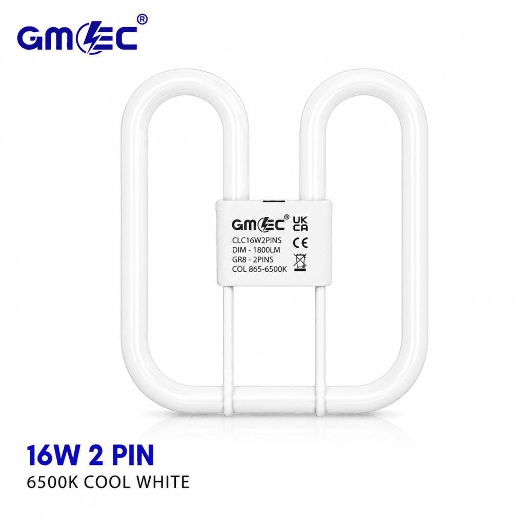 16W 2D Fluorescent Bathroom Light Bulb 2 Pin Cool White 6500K