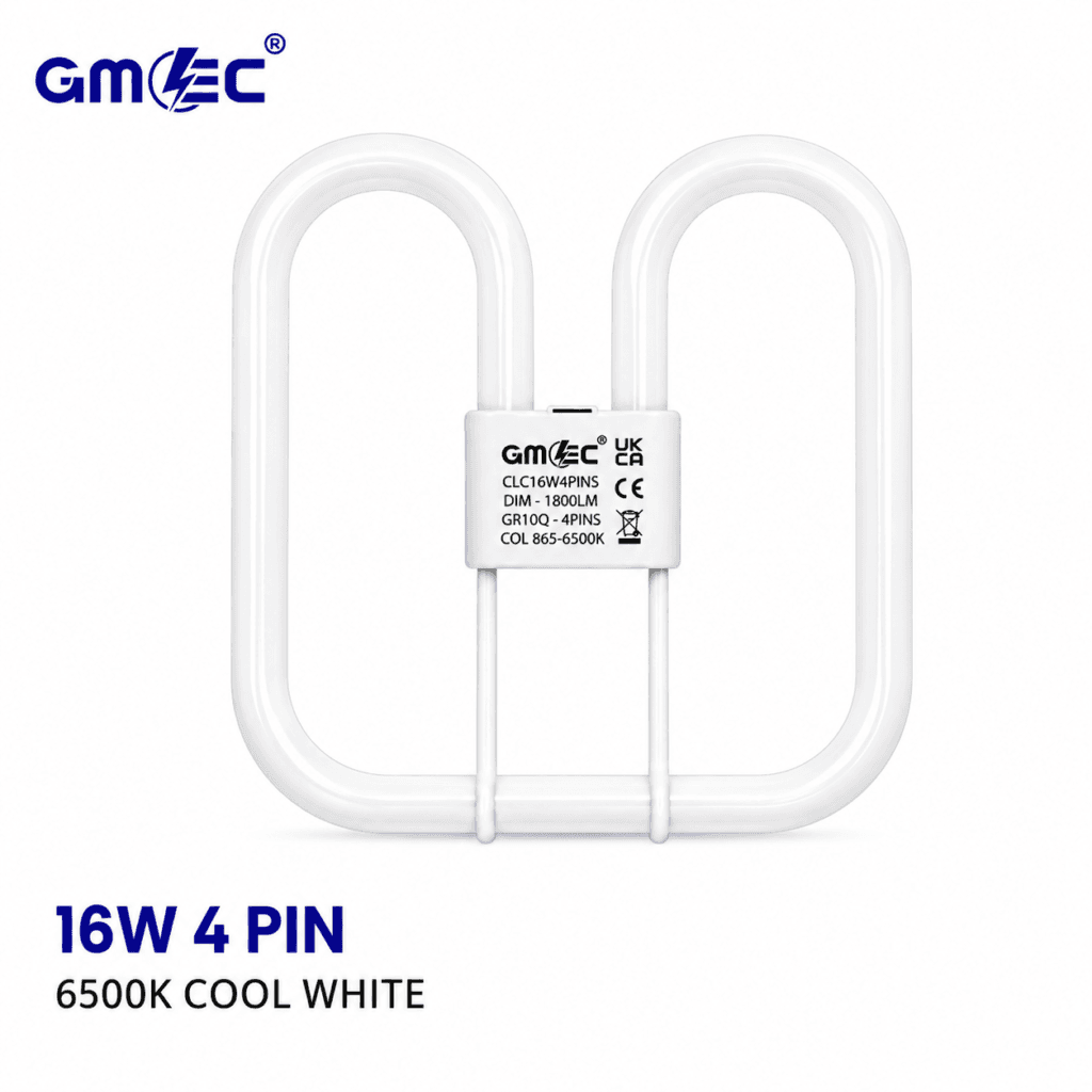 16W 2D Fluorescent Bathroom Light Bulb 4 Pin Cool White 6500K