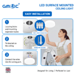 18W LED Surface Mounted Ceiling Light 6500K Cool White