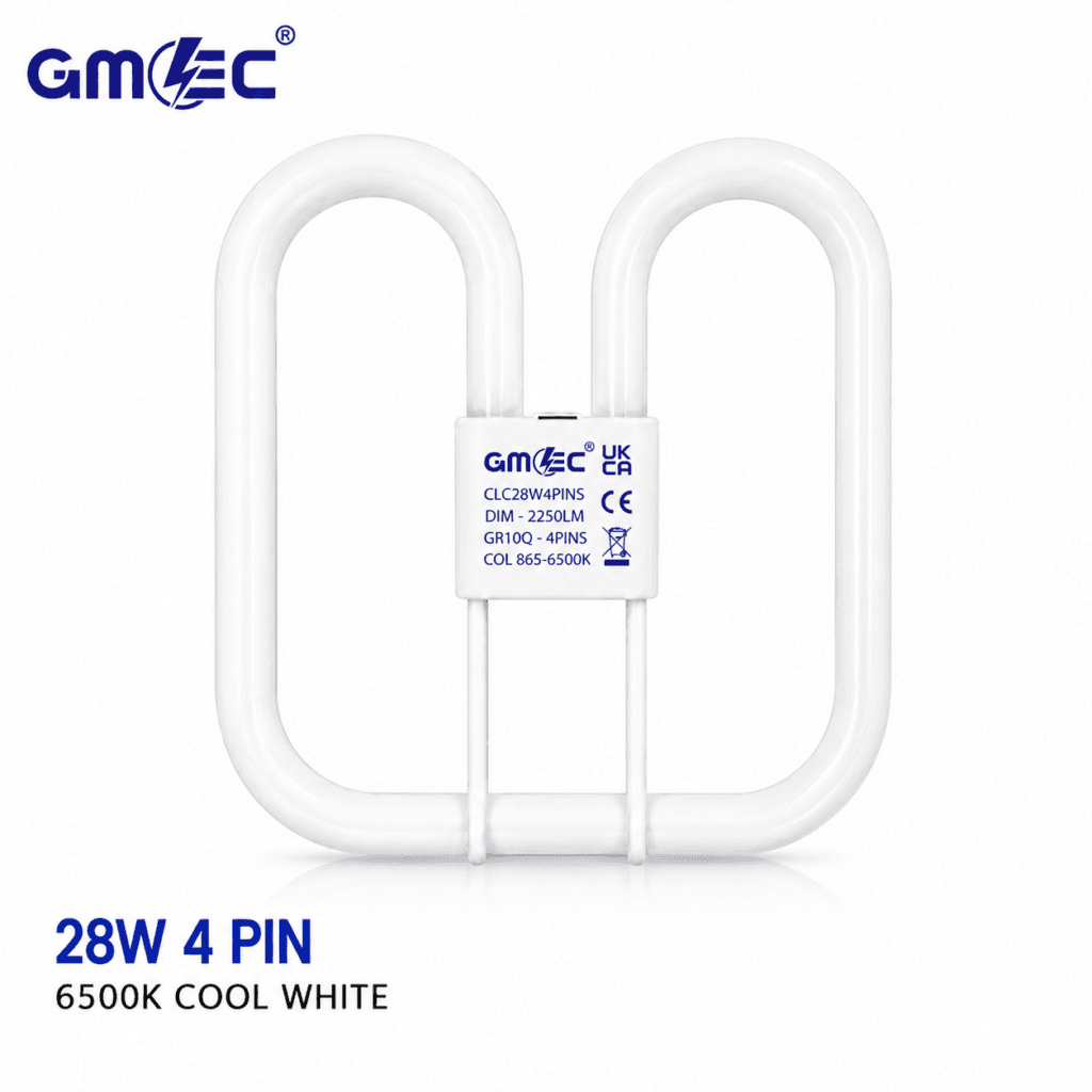 28W 2D Fluorescent Bathroom Light Bulb 4 Pin Cool White 6500K