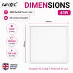 48W Backlit LED Panel Light Cool White 6500K – 5000 Lumens