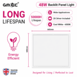 48W Backlit LED Panel Light Cool White 6500K – 5000 Lumens