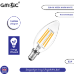 4W LED Filament Bulb Warm White 3000K – 550 Lumens, Non-Dimmable