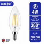 4W E14 LED Filament Candle Bulb Warm White 3000K – 550 Lumens