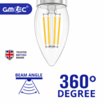 4W E14 LED Filament Candle Bulb Warm White 3000K – 550 Lumens