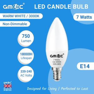 E14 7W LED Candle Bulb Warm White 3000K