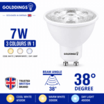 GU10 7W LED Bulb 3 Colour Changing Warm Cool Daylight
