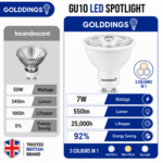 GU10 7W LED Bulb 3 Colour Changing Warm Cool Daylight