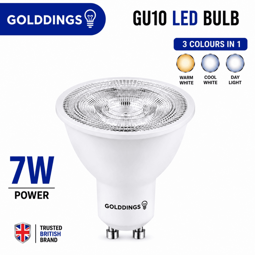GU10 7W LED Bulb 3 Colour Changing Warm Cool Daylight