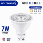 GU10 7W LED Bulb 3 Colour Changing Warm Cool Daylight