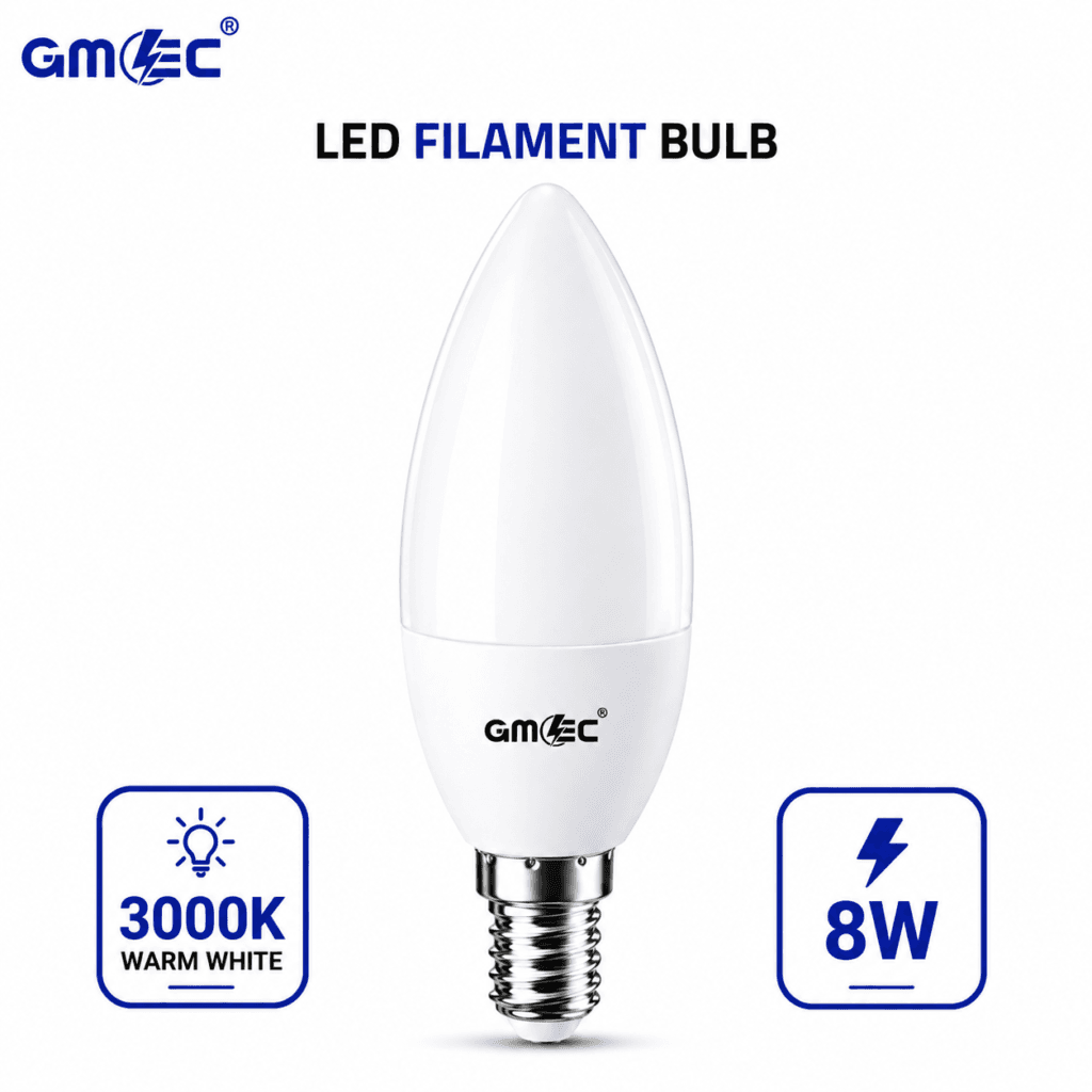 E14 8W LED Candle Bulb Warm White 3500K