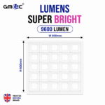96W Recessed LED Panel Light Cool White 6500K – 9600 Lumens