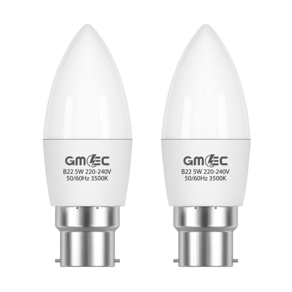 B22 5W LED Candle Bulb Warm White 3500K