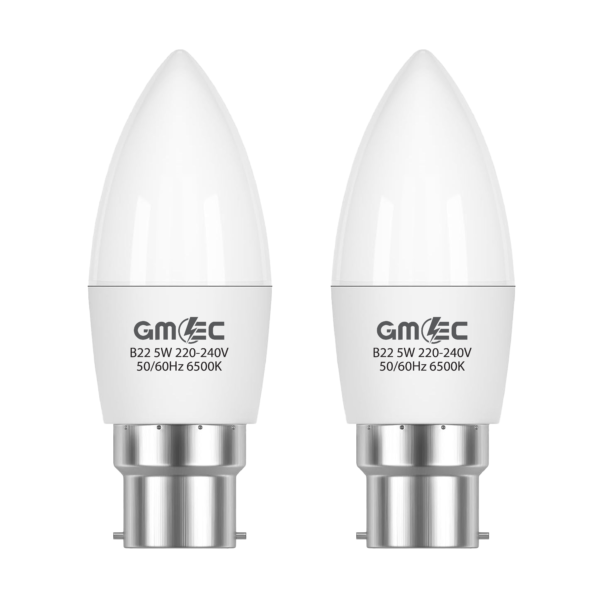B22 5W LED Candle Bulb Cool White 6500K