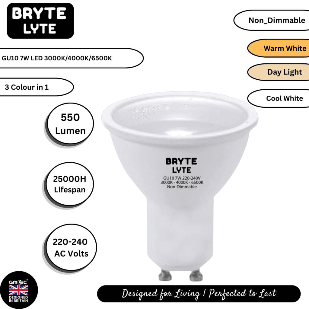 Bryte Lyte 7W Dimmable GU10 LED Spotlight – Cool White