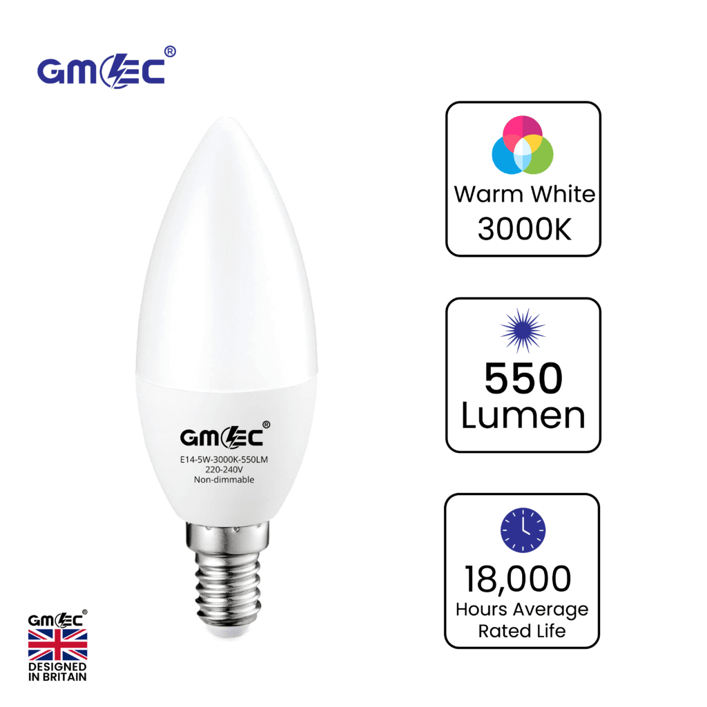 E14 5W LED Candle Bulb Warm White 3000K