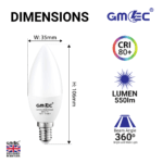 E14 5W LED Candle Bulb Cool White 6500K