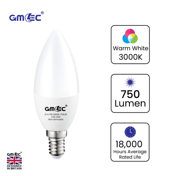 E14 7W LED Candle Bulb Warm White 3000K