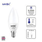 E14 7W LED Candle Bulb Warm White 3000K