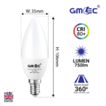 E14 7W LED Candle Bulb Cool White 6500K