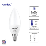 E14 8W LED Candle Bulb Warm White 3500K