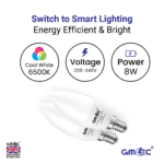E14 8W LED Candle Bulb Cool White 6500K
