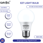 E27 18W LED Bulb Cool White 6500K – 2100 Lumens