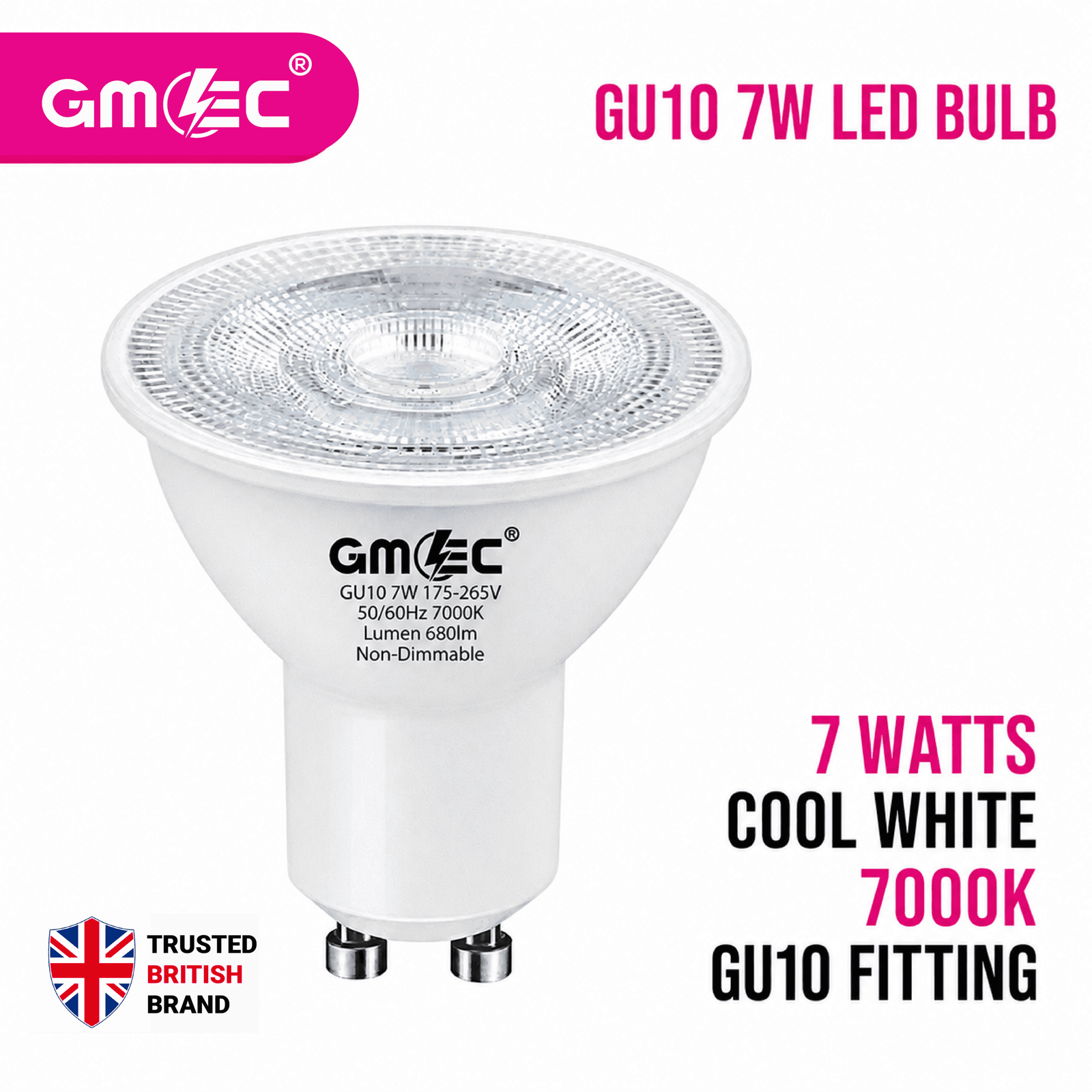 7W GU10 LED Bulb Cool White 7000K