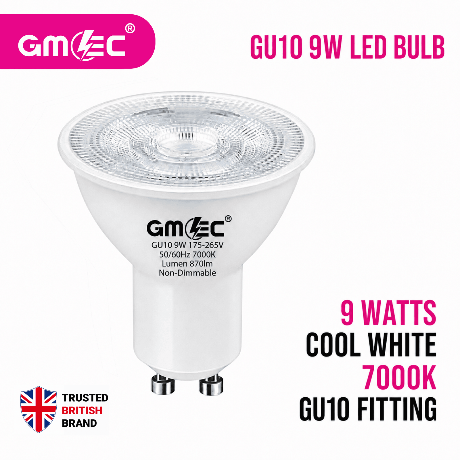 9W GU10 LED Bulb Cool White 7000K