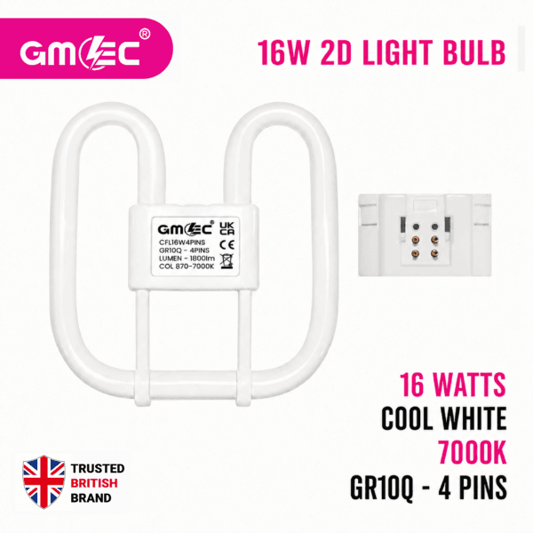 16W 2D Fluorescent Bulb 4 Pin