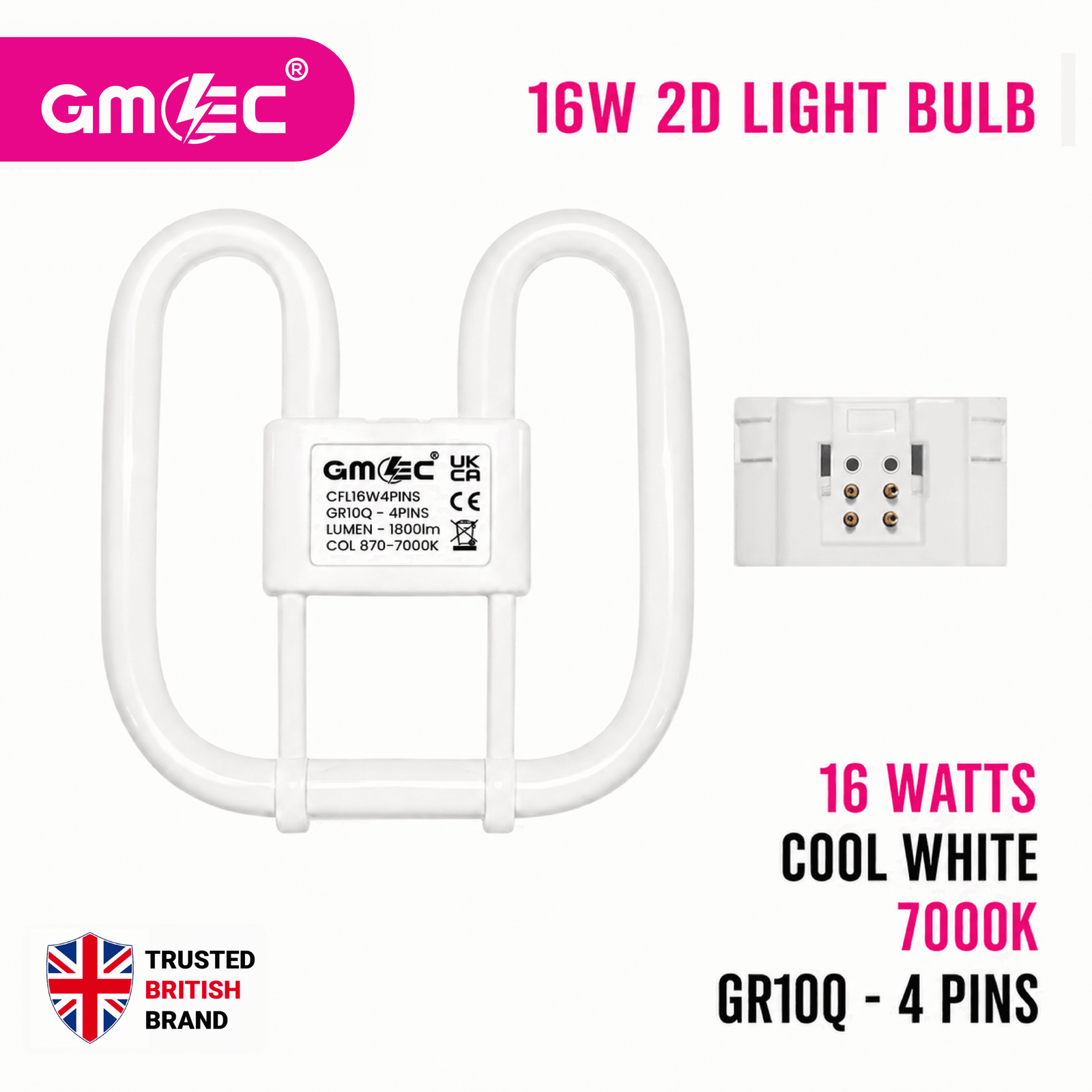 16W 2D Fluorescent Bulb 4 Pin
