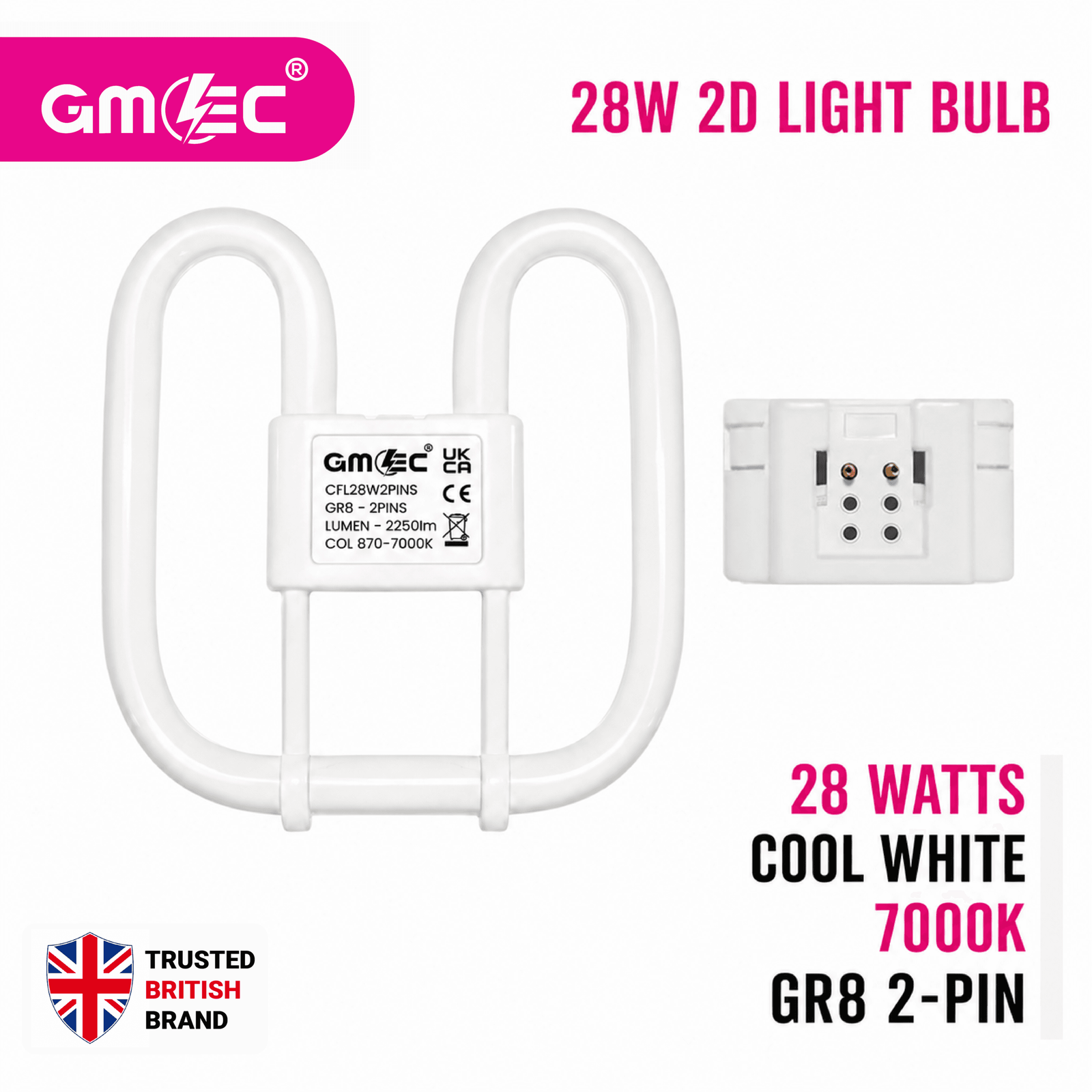 28W 2D Fluorescent Bulb 2 Pin