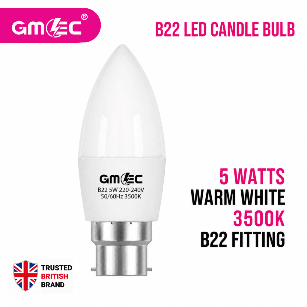 B22 5W LED Candle Bulb Warm White