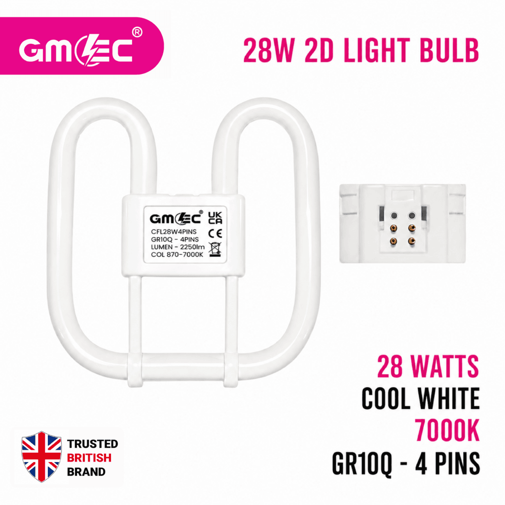28W 2D Fluorescent Bulb 4 Pin Cool White 7000K – 2250 Lumens