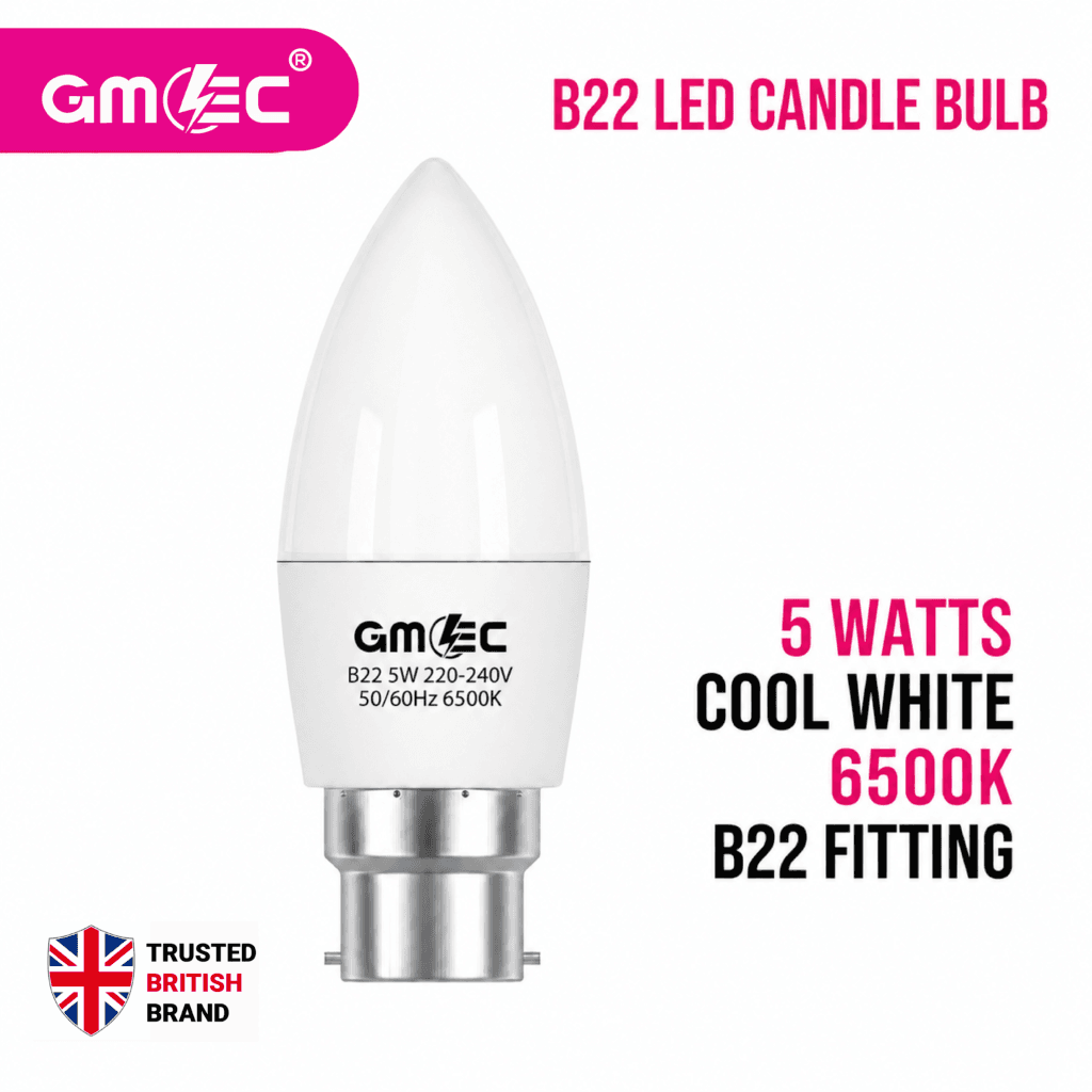 B22 5W LED Candle Bulb Cool White