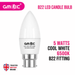 B22 5W LED Candle Bulb Cool White
