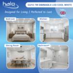 Halo 7W GU10 LED Bulb Cool White – 500-550 Lumens, Dimmable, 25,000 Hours