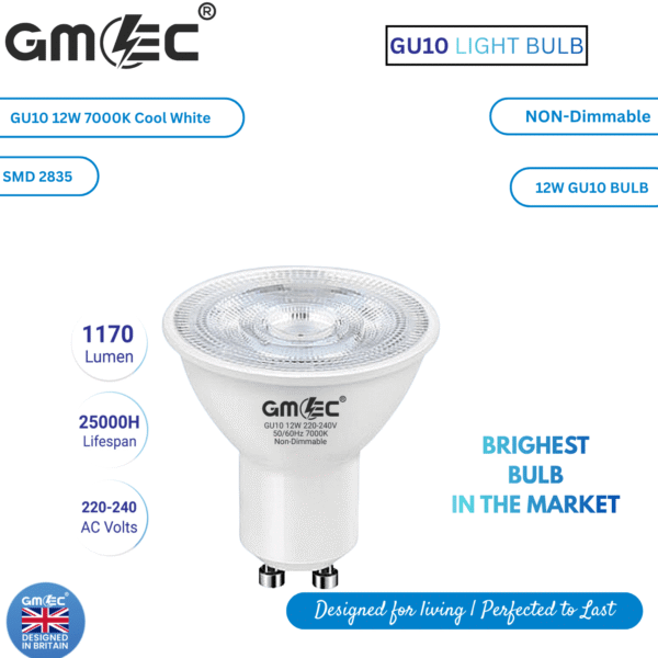 12W GU10 LED Bulb Cool White 7000K