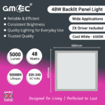 48W Backlit LED Panel Light Cool White 6500K