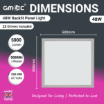 48W Backlit LED Panel Light Cool White 6500K