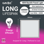 48W Backlit LED Panel Light Cool White 6500K