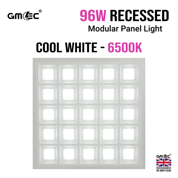 96W Recessed LED Panel Light Cool White 6500K