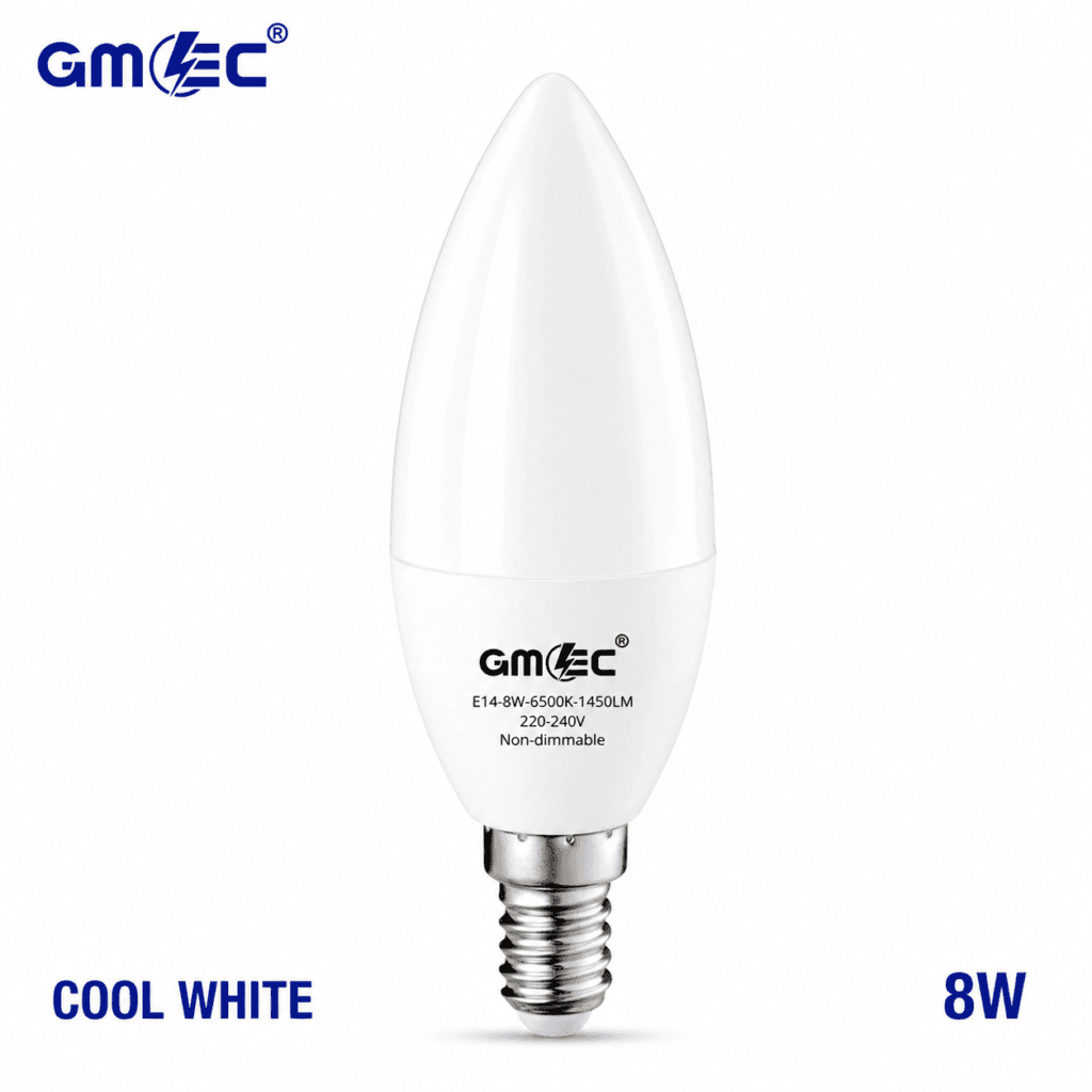 E14 8W LED Candle Bulb Cool White 6500K