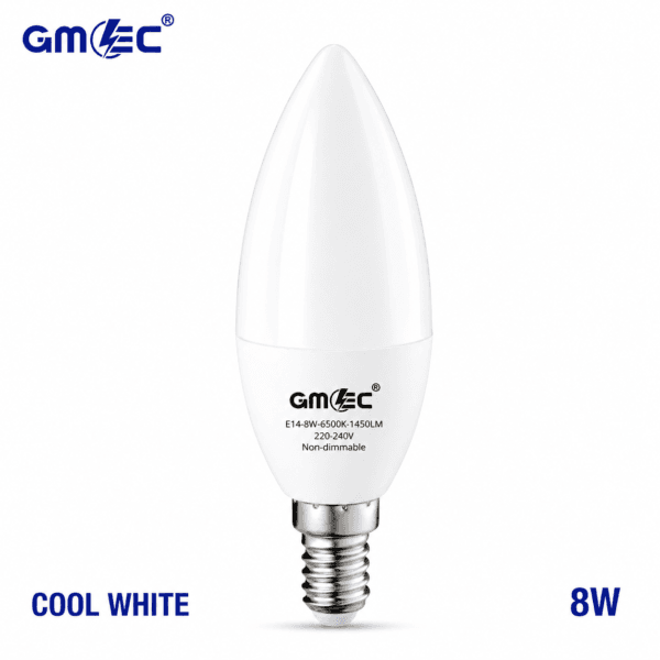 E14 8W LED Candle Bulb Cool White 6500K