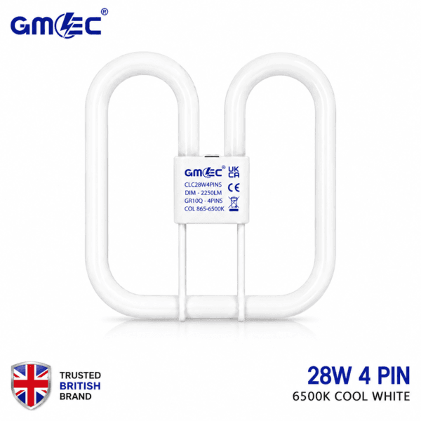 28W 2D Fluorescent Bathroom Light Bulb 4 Pin Cool White 6500K
