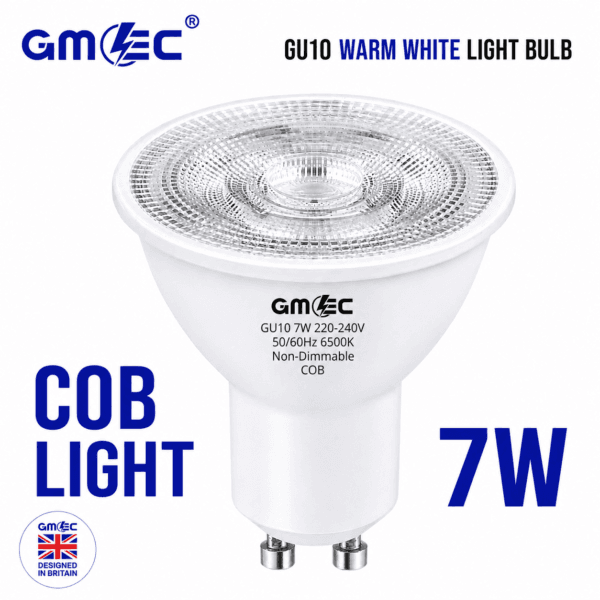 GU10 7W LED Bulb Warm White 3200K COB Spotlight